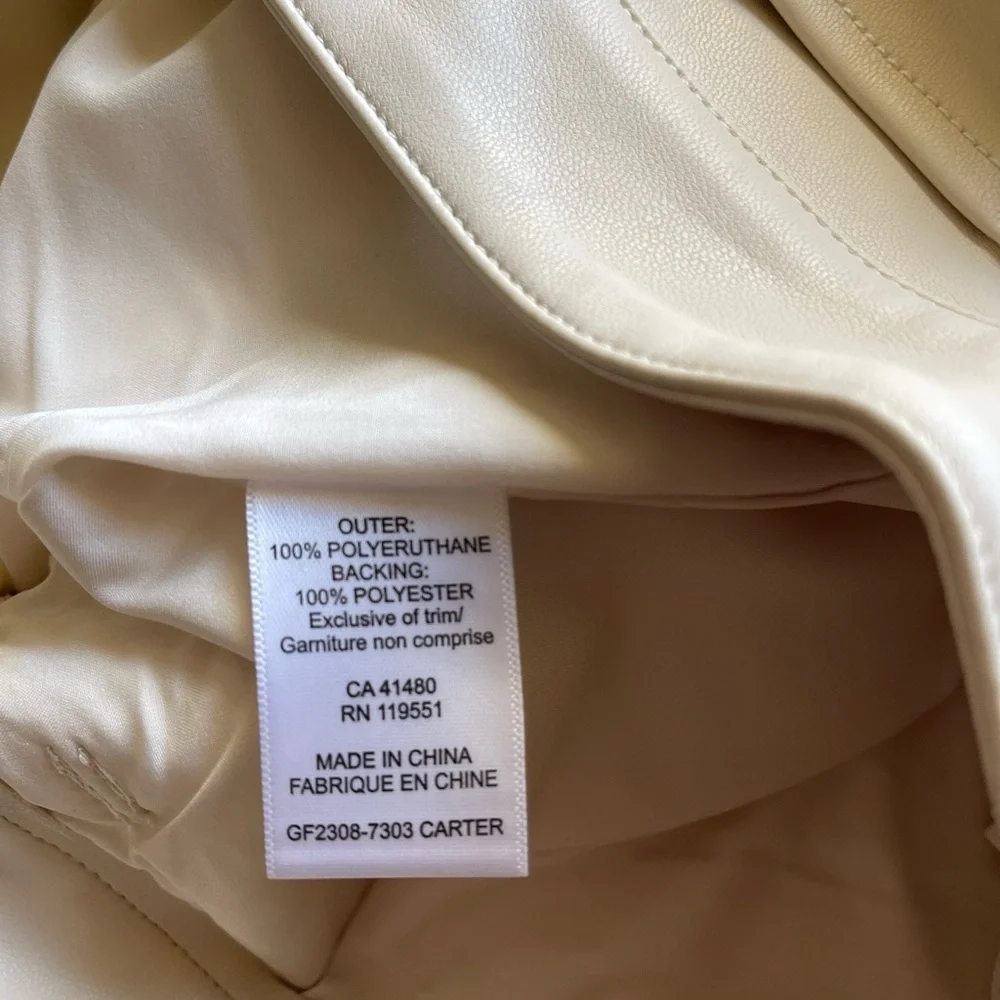 Gentle Fawn Vegan Leather Cream Pants High Rise Cropped Size 4 NWT - Picture 5 of 5